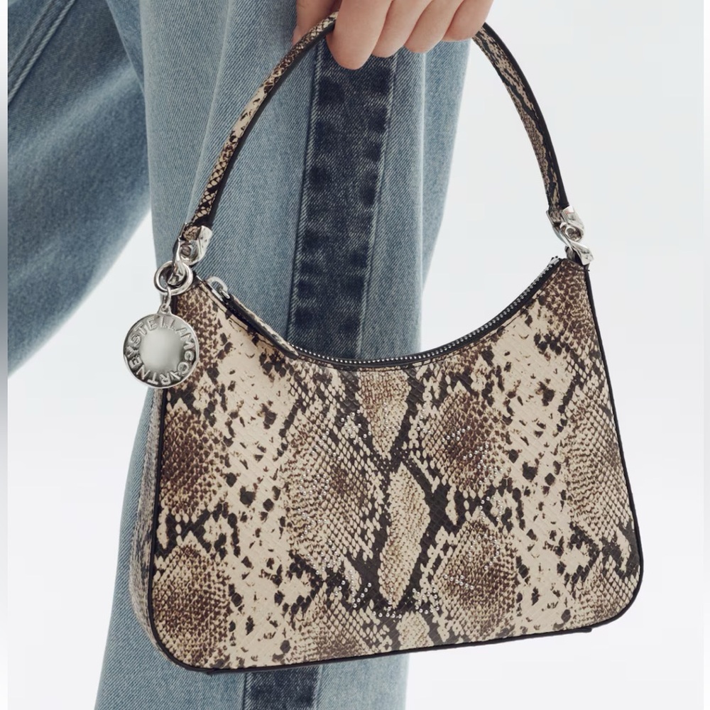 Stella McCartney H&M Snake-Print Shoulder Bag in Beige and Brown